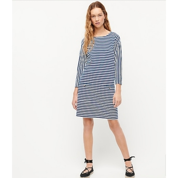 8. J.Crew Knit front-pocket shift dress in stripe - Picture 1 of 6